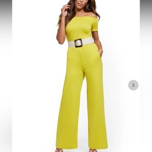 New York & Co. chartreuse green jumpsuit